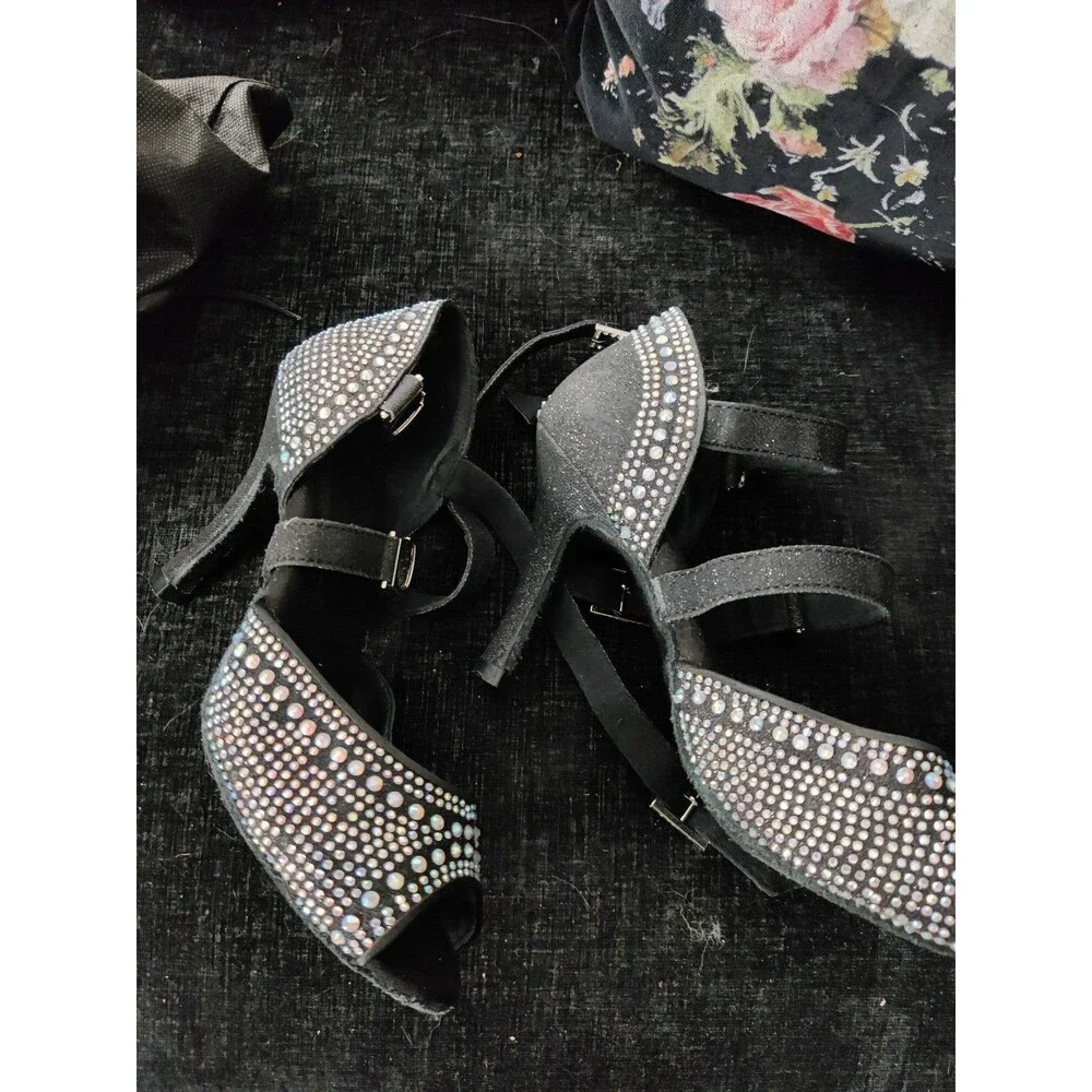 Black crystal dance shoes (sz6)